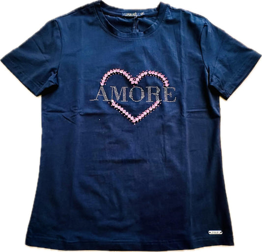 T-shirt con Cuore e Strass